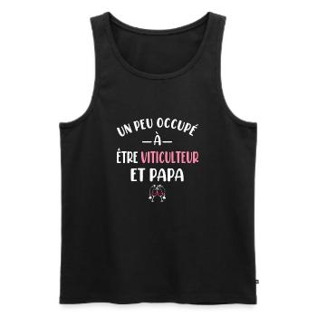 Un peu occupé à être viticulteur et papa t-shirt - Débardeur bio Premium Homme - noir - Devant - Michal (187cm)