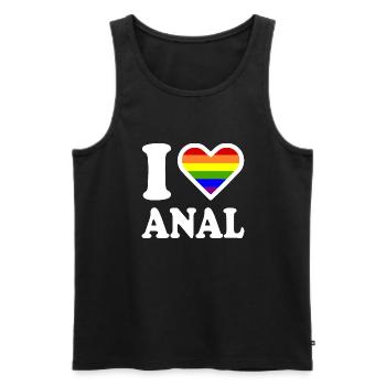 I love anal - Men's Premium Organic Tank Top - black - Front - AI Model Male 178 light (178cm)