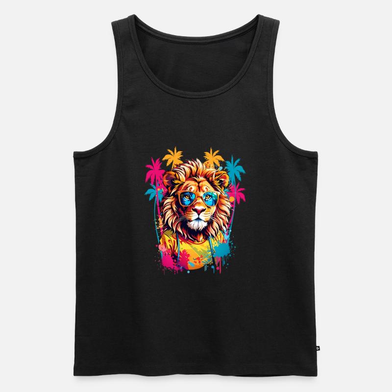 Coole Löwe - Männer Premium Bio Tank Top - Schwarz