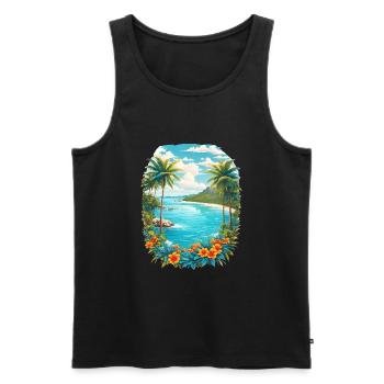 Karibik Insel - Männer Premium Bio Tank Top - Schwarz - Vorne - AI Model Male 178 light (178cm)