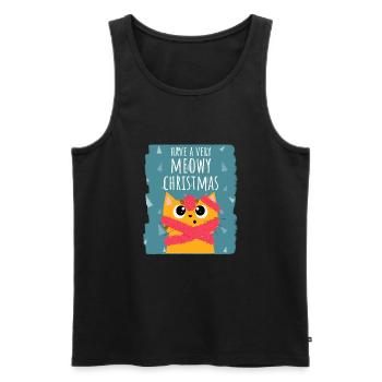 Meowy Christmas - Men's Premium Organic Tank Top - black - Front - Michal (187cm)
