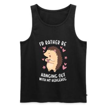 Hedgie, je préfère traîner avec mon hérisson - Débardeur bio Premium Homme - noir - Devant - Michal (187cm)