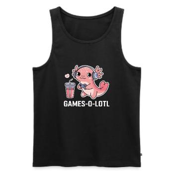 Funny Gameing Gift GamerGirl Kawaii Axolotl - Men's Premium Organic Tank Top - black - Front - Michal (187cm)