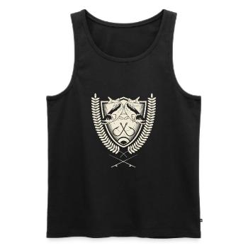 Pêcheur à la ligne pêcheur, pêche, lac, cadeau, pêche - Débardeur bio Premium Homme - noir - Devant - Michal (187cm)