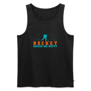 Hockey makes me happy - Men's Premium Organic Tank Top - black - Front - Michal (187cm)