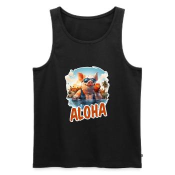 Hawaiian pig with sunglasses on vacation malle - Men's Premium Organic Tank Top - black - Front - Michal (187cm)