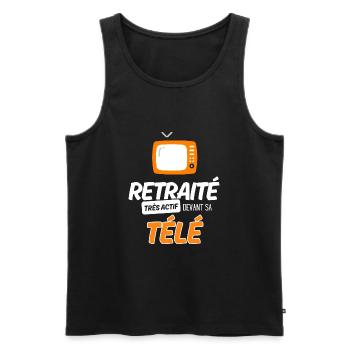Retraité télé tv télévision retraite humour - Débardeur bio Premium Homme - noir - Devant - Michal (187cm)
