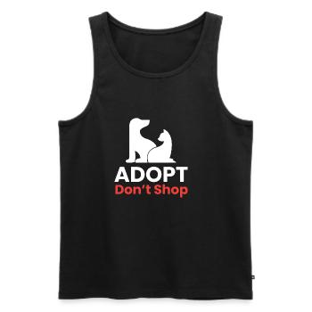 Adopt - dont shop I Tierretter - Männer Premium Bio Tank Top - Schwarz - Vorne - Michal (187cm)