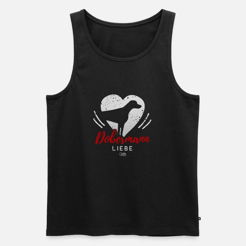 Dobermann Liebe mit Herz - Männer Premium Bio Tank Top - Schwarz