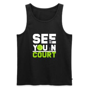 court de tennis - Débardeur bio Premium Homme - noir - Devant - Michal (187cm)