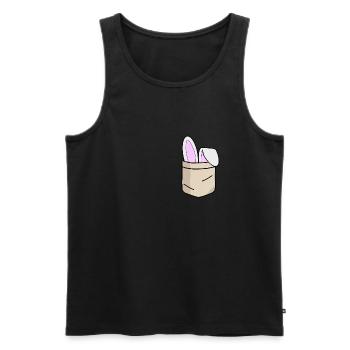 Hasenohren Bunny Hemdtasche Brusttasche - Männer Premium Bio Tank Top - Schwarz - Vorne - Michal (187cm)