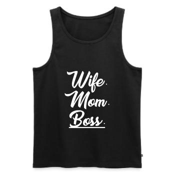 Femme maman patron maman maman maman anniversaire fête des mères - Débardeur bio Premium Homme - noir - Devant - Michal (187cm)