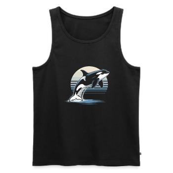 Wunderschöner Orca Wal Orka Schwertwal Meerestier - Männer Premium Bio Tank Top - Schwarz - Vorne - Michal (187cm)