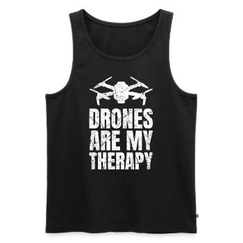 Les drones sont mon drone de thérapie - Débardeur bio Premium Homme - noir - Devant - Michal (187cm)