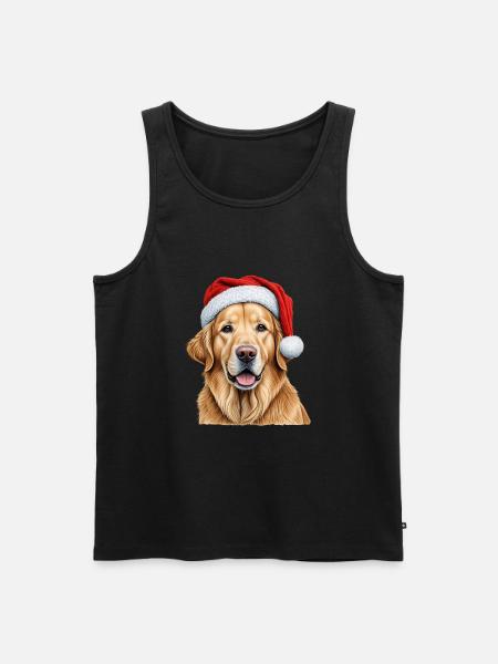 Kerst golden retriever - Mannen Premium Bio Tanktop - zwart