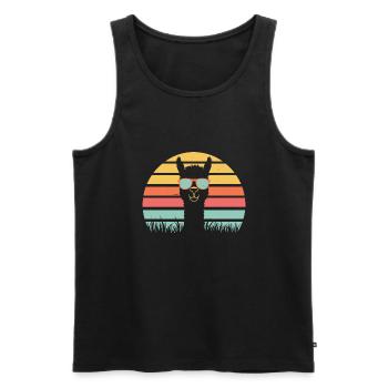 Cooles Alpaka mit Sonnenbrille - Männer Premium Bio Tank Top - Schwarz - Vorne - Michal (187cm)