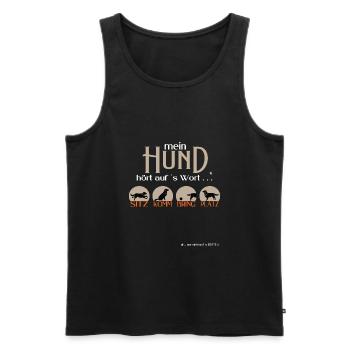 Mein Hund hört auf´s Wort Geschenkidee - Männer Premium Bio Tank Top - Schwarz - Vorne - AI Model Male 178 light (178cm)