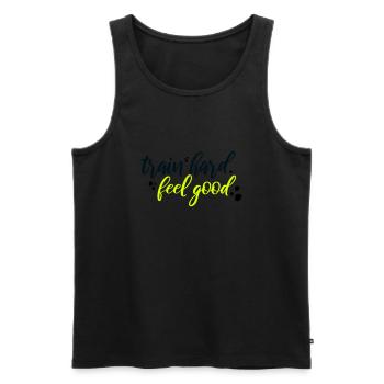 train hard feel good - Men's Premium Organic Tank Top - black - Front - AI Model Male 178 light (178cm)