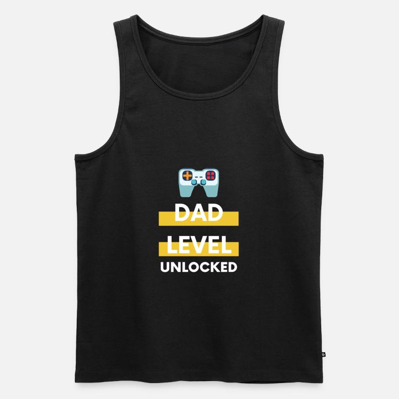 Dad Level Unlocked - Männer Premium Bio Tank Top - Schwarz