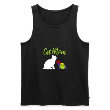 Autism Awareness Cat Aspergers Mom Down Syndrome - Men's Premium Organic Tank Top - black - Front - AI Model Male 178 light (178cm)