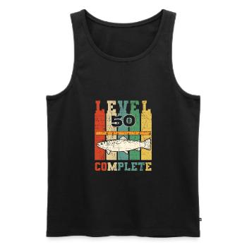 Level 50 Complete Retro Fisherman Vintage Trout - Men's Premium Organic Tank Top - black - Front - AI Model Male 178 light (178cm)