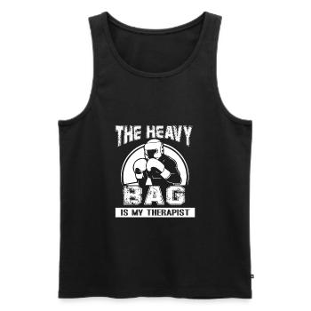 Kick Boxing Kick Boxing est ma thérapie - Débardeur bio Premium Homme - noir - Devant - AI Model Male 178 light (178cm)