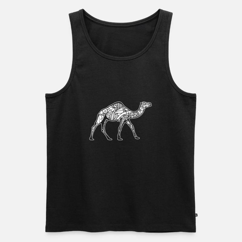 Kamel Kamel Blumenmuster - Männer Premium Bio Tank Top - Schwarz