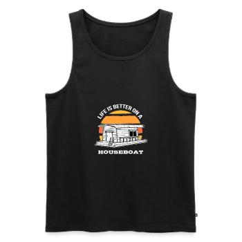 Life Is Better On A Houseboat Boating Captain Gift - Men's Premium Organic Tank Top - black - Front - AI Model Male 178 light (178cm)