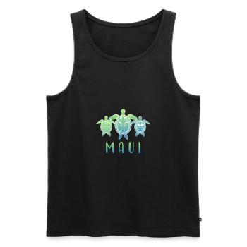 Maui Turtle Aloha Hibiscus Flowers Hawaii Gift - Men's Premium Organic Tank Top - black - Front - AI Model Male 178 light (178cm)