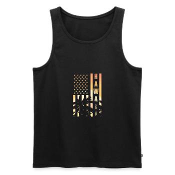 American Flag Aloha Hibiscus Flowers Hawaii Maui - Men's Premium Organic Tank Top - black - Front - Michal (187cm)