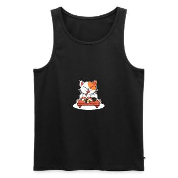 Sushi Chat Ramen Anime Chats Manga Chat - Débardeur bio Premium Homme - noir - Devant - AI Model Male 178 light (178cm)
