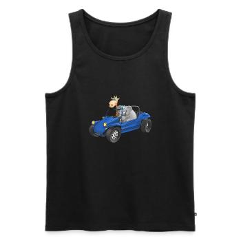 Elephant and giraffe in buggy - Men's Premium Organic Tank Top - black - Front - AI Model Male 178 light (178cm)