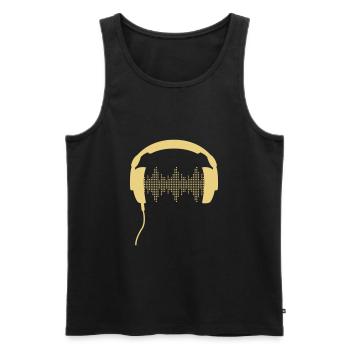 DJ headphone rhytm frequency equalizer - Men's Premium Organic Tank Top - black - Front - Michal (187cm)