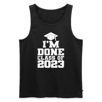 J’ai terminé le cadeau de la fête de fin d’études de la classe 2023 - Débardeur bio Premium Homme - noir - Devant - AI Model Male 178 light (178cm)