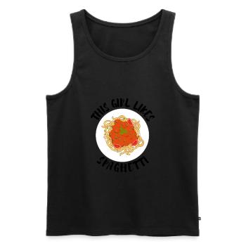 Girl Likes Spaghetti Cuisine italienne Pâtes - Débardeur bio Premium Homme - noir - Devant - Michal (187cm)