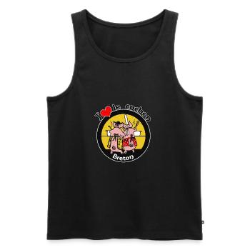 Bretonisches Schwein - Männer Premium Bio Tank Top - Schwarz - Vorne - AI Model Male 178 light (178cm)