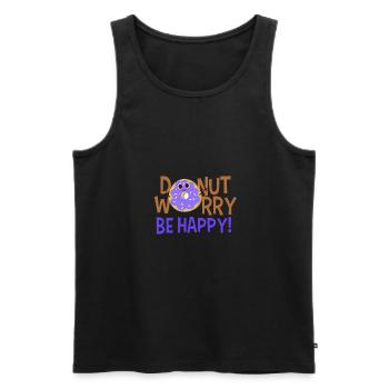 Donut worry be happy - Männer Premium Bio Tank Top - Schwarz - Vorne - AI Model Male 178 light (178cm)