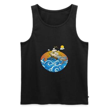 Strand - Männer Premium Bio Tank Top - Schwarz - Vorne - Michal (187cm)