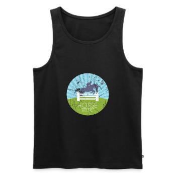 Idée cadeau cheval - Débardeur bio Premium Homme - noir - Devant - Michal (187cm)