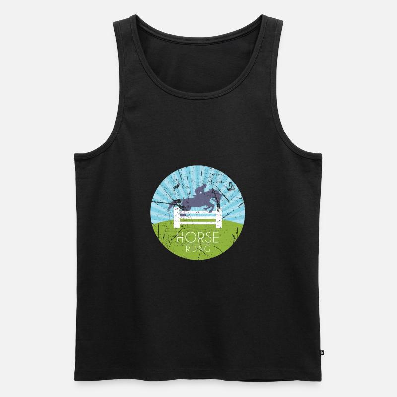 Pferd Geschenkidee Tier Reiten - Männer Premium Bio Tank Top - Schwarz