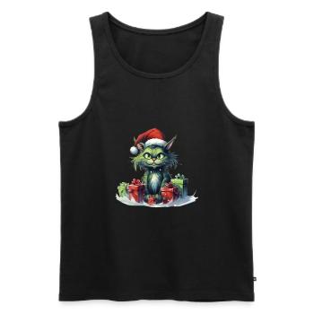 Katze Weihnachten Weihnachtselfe Geschenke Mütze - Männer Premium Bio Tank Top - Schwarz - Vorne - Michal (187cm)