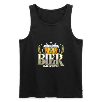 Bier Gute Idee Biertrinken Saufen Party Funshirt - Männer Premium Bio Tank Top - Schwarz - Vorne - Michal (187cm)