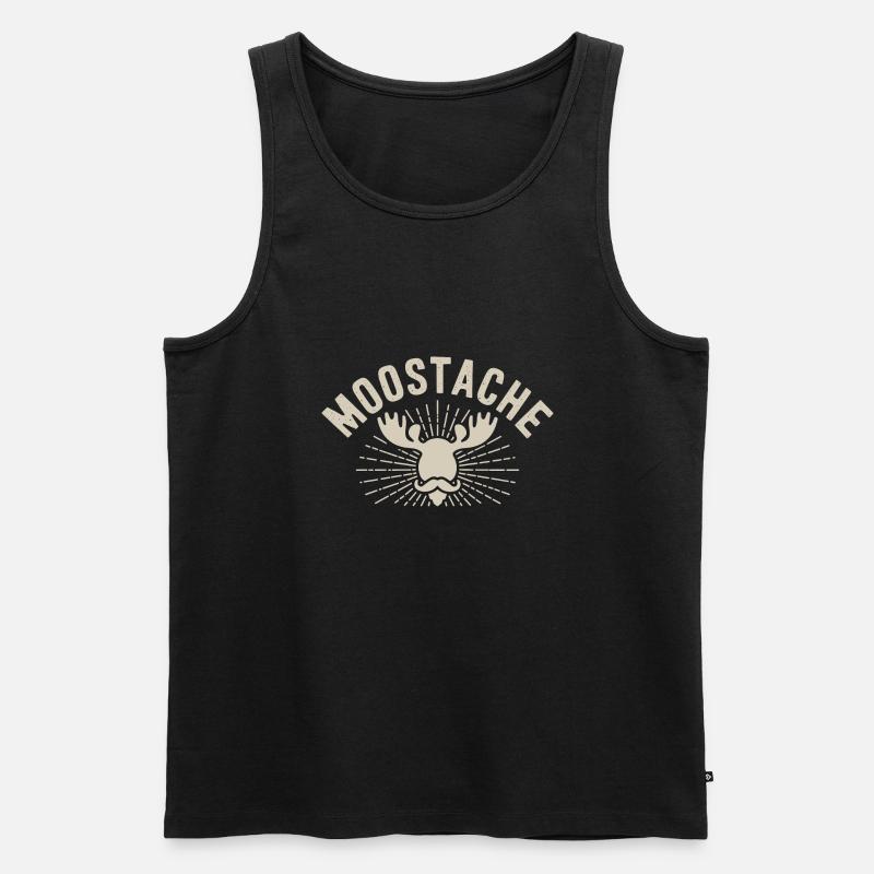 Moustache Bart Bärtig Elch - Männer Premium Bio Tank Top - Schwarz