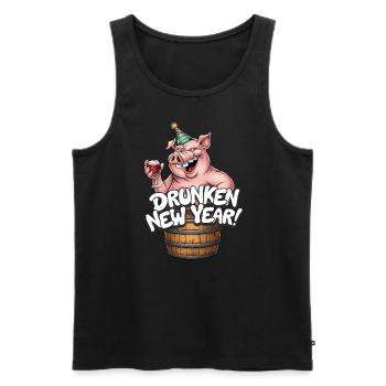 Silvester Party feiern betrinken Alkohol Schwein - Männer Premium Bio Tank Top - Schwarz - Vorne - AI Model Male 178 light (178cm)