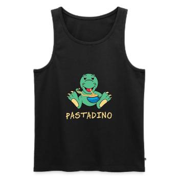 Pastadino Funny Dinosaur with Pasta - Men's Premium Organic Tank Top - black - Front - Michal (187cm)