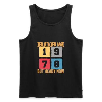 1978 birthday 44 years 47th anniversary retro party - Men's Premium Organic Tank Top - black - Front - AI Model Male 178 light (178cm)