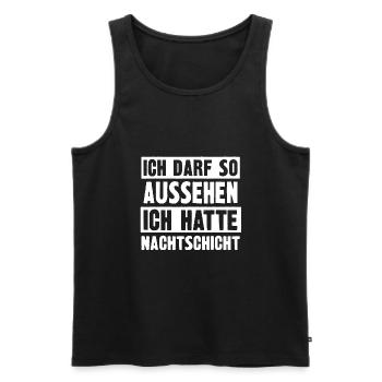 Nachtschicht, Schichtdienst, Nachtdienst, Funshirt - Männer Premium Bio Tank Top - Schwarz - Vorne - Michal (187cm)