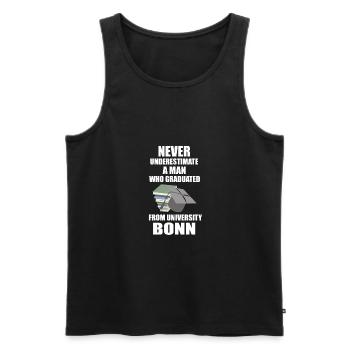 Never underestimate a man University Bonn (weiss) - Männer Premium Bio Tank Top - Schwarz - Vorne - Michal (187cm)