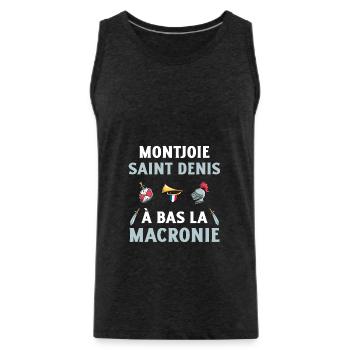 Montjoie Saint Denis à bas la Macronie - Débardeur bio Premium Homme - charbon - Devant - Alexander (188cm)
