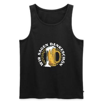 Dankeschön, Maßbier, Bier, Spruch, Cartoon, Lustig - Männer Premium Bio Tank Top - Schwarz - Vorne - Michal (187cm)